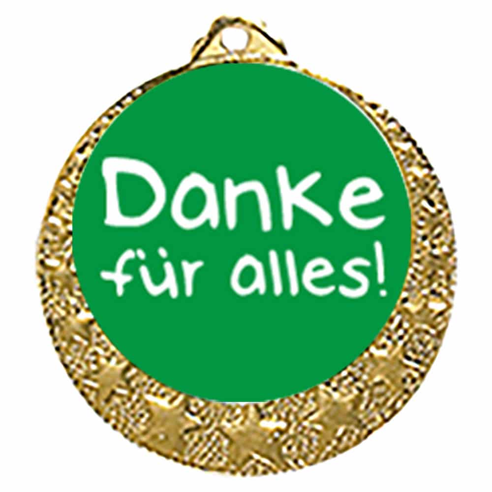 Danke Medaille "Brixia" Ø 32mm mit Doming-Aufkleber und Band